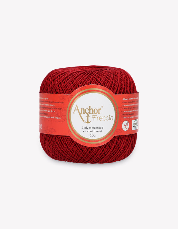 Anchor Freccia 12 Crochet Yarn 3ply 50g Ball - Red (8047)