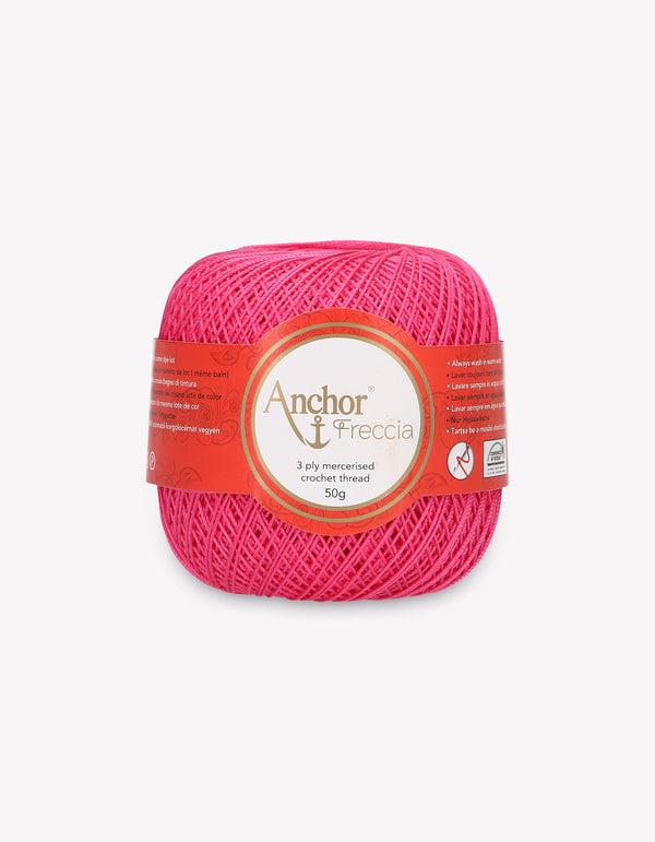 Anchor Freccia 12 Crochet Yarn 3ply 50g Ball - Bright Pink (8313)