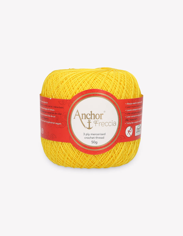 Anchor Freccia 16 Crochet Yarn 3ply 50g Ball - Sunshine Yellow (0290)