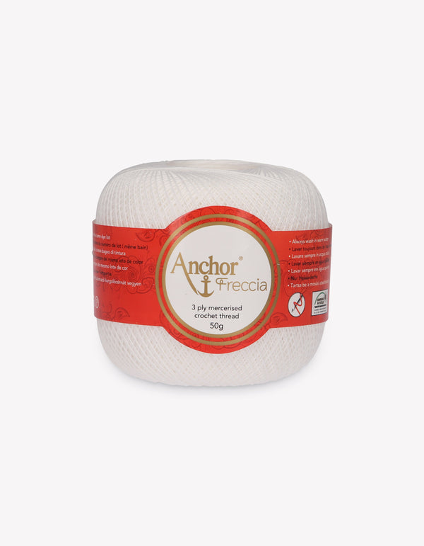 Anchor Freccia 20 Crochet Yarn 3ply 50g Ball - White (7901)