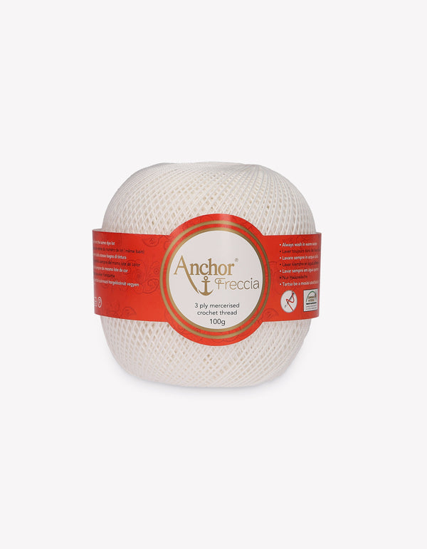 Anchor Freccia 6 Crochet Yarn 3ply 100g Ball - White (7901)