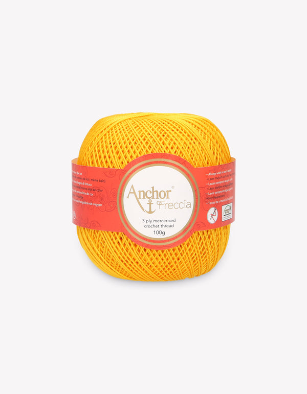 Anchor Freccia 6 Crochet Yarn 3ply 100g Ball - Sunshine Yellow (8298)