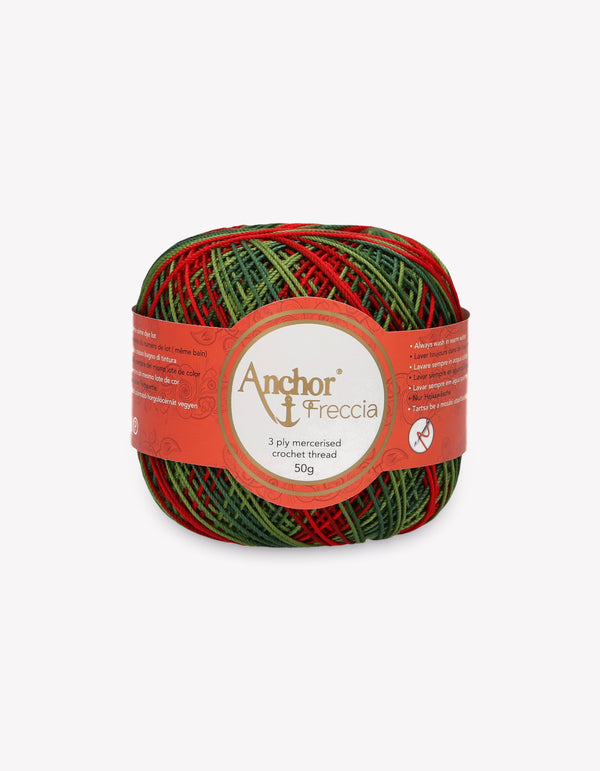 Anchor Freccia 6 Multicolour Crochet Yarn 3ply 50g Ball - Red/Green (9454)