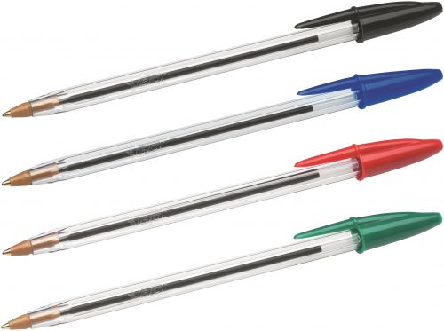 BIC Cristal Original Ballpoint Pen 1.0mm Tip Black/Blue/Green/Red (10pk)