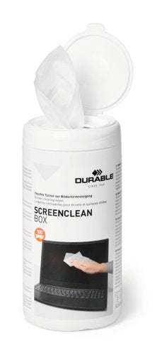 Durable SCREENCLEAN Anti-Static Biodegradable & Streak-Free Screen Cleaning Wipes in Tub
