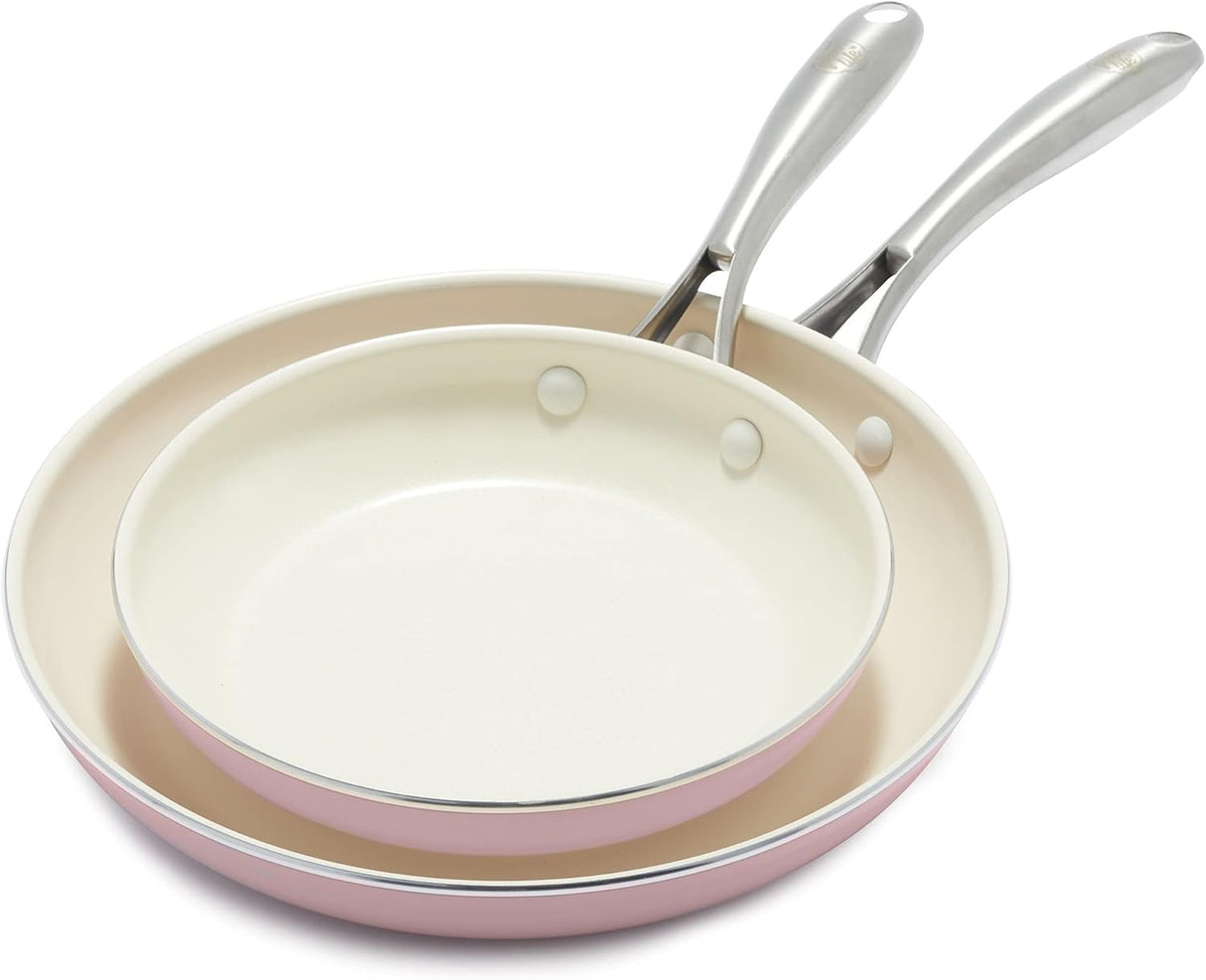 GreenLife Artizan 26cm & 20cm Frying Pan Set Ceramic Non-Stick (Pink)