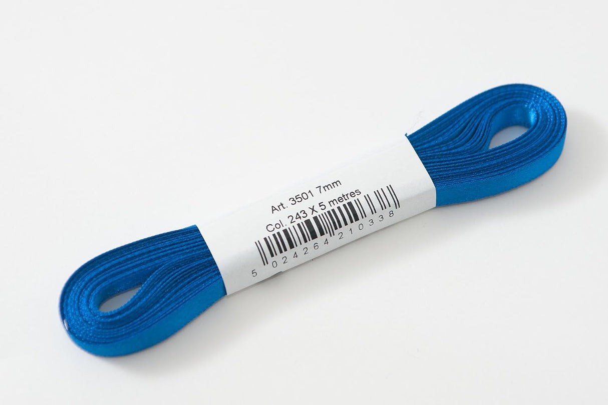 Berisfords Satin Ribbon Pack 5m x 7mm Dark Royal Blue (1pc)