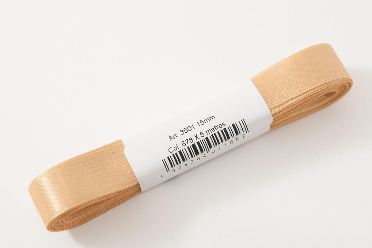 Berisfords Satin Ribbon Pack 5m x 15mm Honey Gold (1pc)