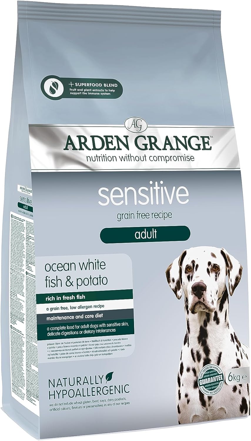 Arden Grange Sensitive Adult Dry Dog Food Ocean White Fish & Potato (6kg Bag)