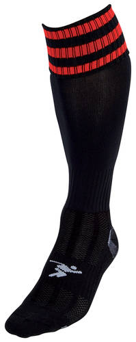 Precision 3 Stripe Pro Football Socks Junior - Black/Red (UK J12-2)