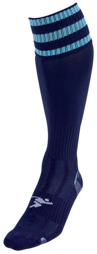 Precision 3 Stripe Pro Football Socks Junior - Navy/Sky (UK J12-2)