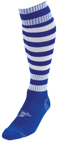 Precision Hooped Pro Football Socks Adult - Royal/White (Size 7-11)