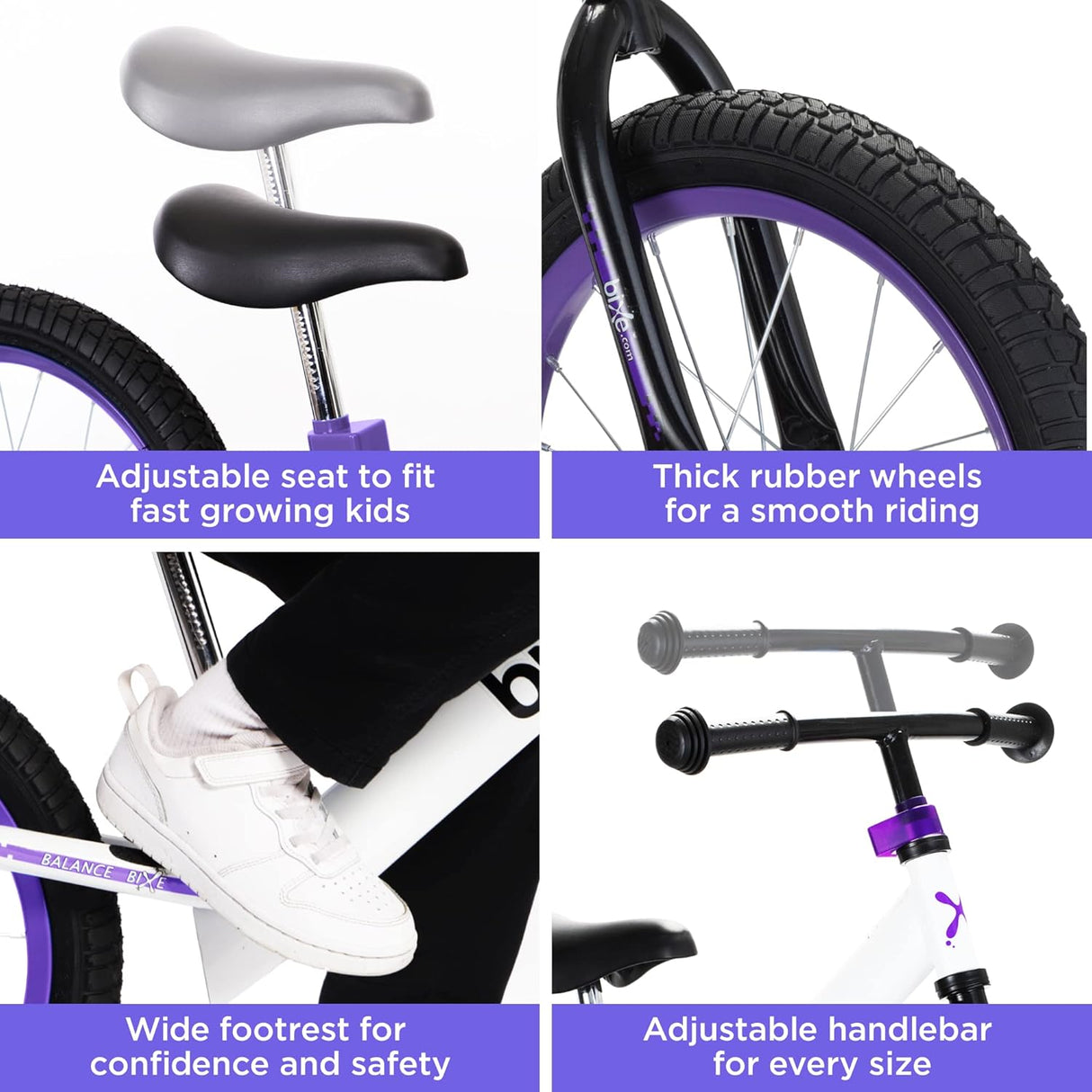 Bixe Pro Balance Bike 16" Aluminium Violet for Kids (3-7yrs)