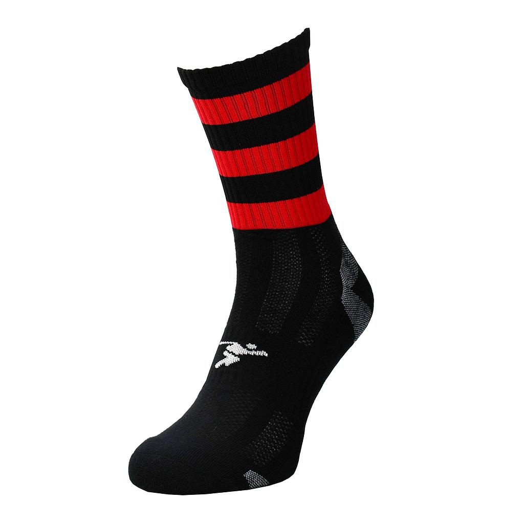 Precision Pro Hooped GAA Gaelic Mid Socks Junior - Black/Red (Size J8-J11)