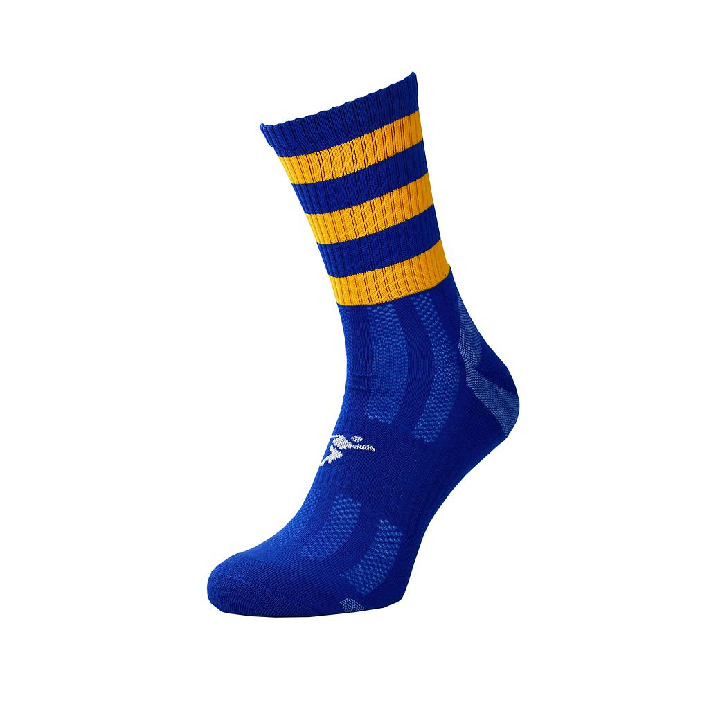 Precision Pro Hooped GAA Gaelic Mid Socks Junior - Royal Blue/Amber (Size 3-6)