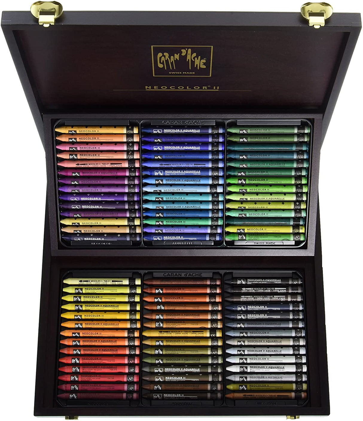 Caran D'Ache Neocolor II Aquarelle Wax Pastels in Wooden Box (84pcs)