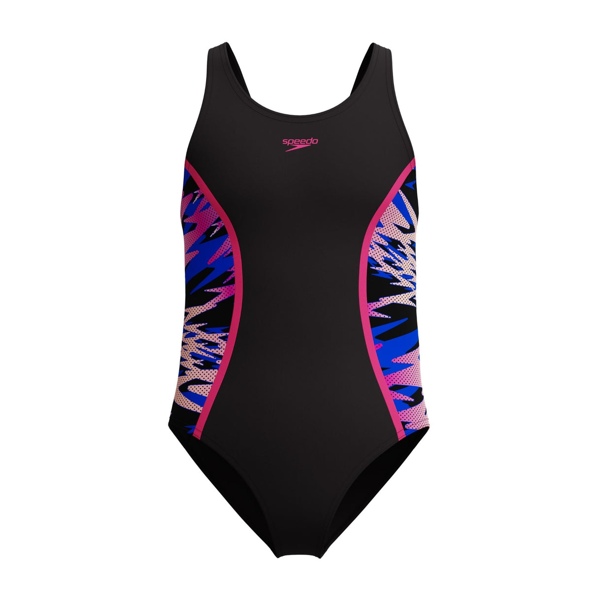 Speedo Hyperboom Splice Muscleback Girls Swimsuit Junior - Black/Pink (5-6yrs)