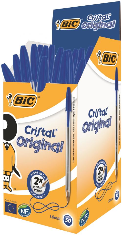 BIC Cristal Original Ballpoint Pen 1.0mm Tip Blue (50pk)