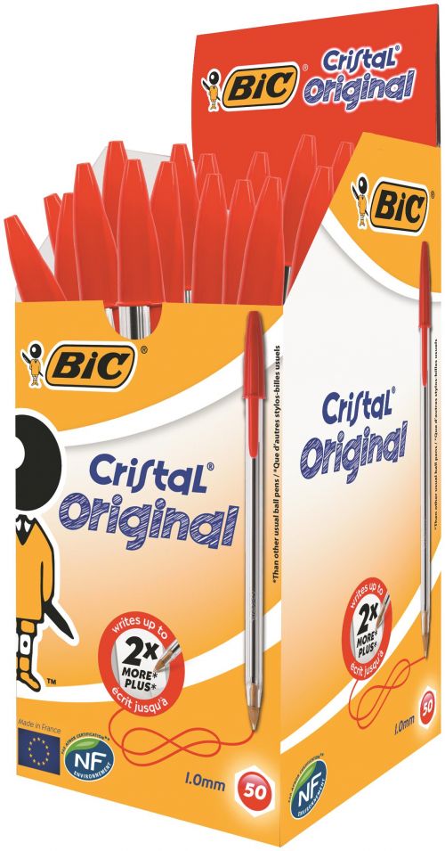 BIC Cristal Original Ballpoint Pen 1.0mm Tip Red (50pk)