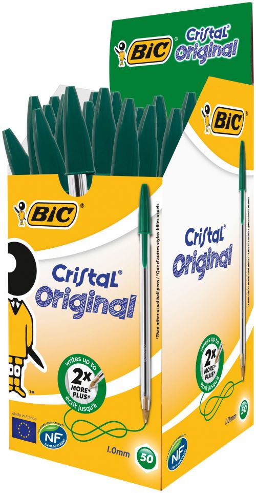 BIC Cristal Original Ballpoint Pen 1.0mm Tip Green (50pk)