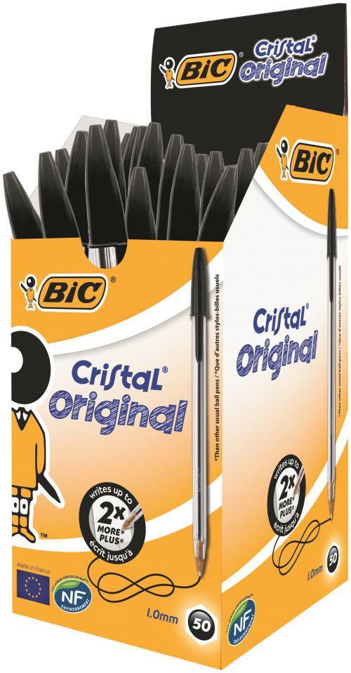 BIC Cristal Original Ballpoint Pen 1.0mm Tip Black (50pk)