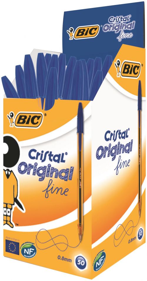 BIC Orange Ballpoint Pen 0.8mm Tip Blue (50pk)