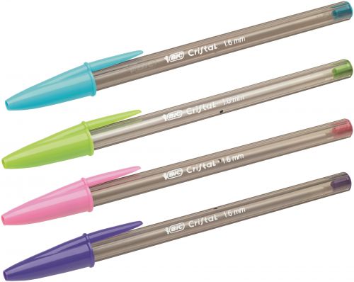 BIC Cristal Fun Ballpoint Pen 1.6mm Tip Lime Green/Pink/Purple/Turquoise (20pk)
