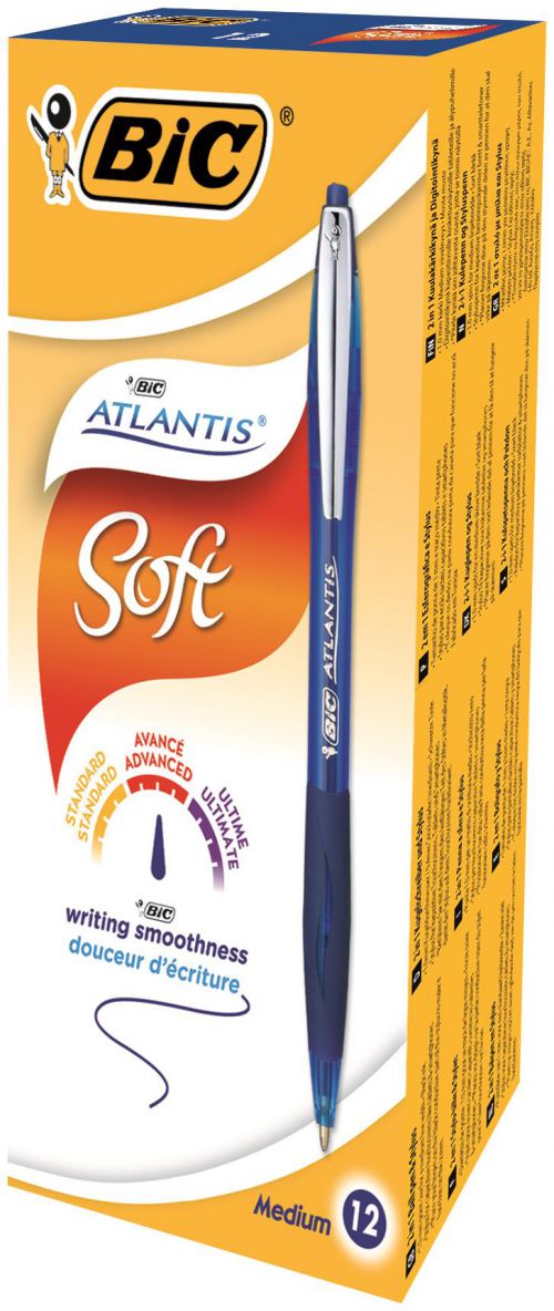 BIC Atlantis Premium Retractable Ballpoint Pen 1.0mm Tip Blue (12pk)