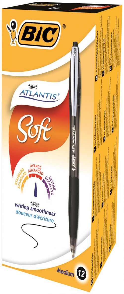 BIC Atlantis Premium Retractable Ballpoint Pen 1.0mm Tip Black (12pk)