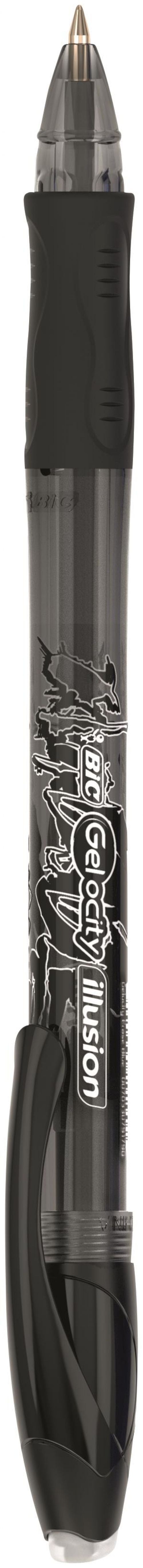 BIC Gelocity Illusion Erasable Gel Rollerball Pen 0.7mm Tip Black (12pk)