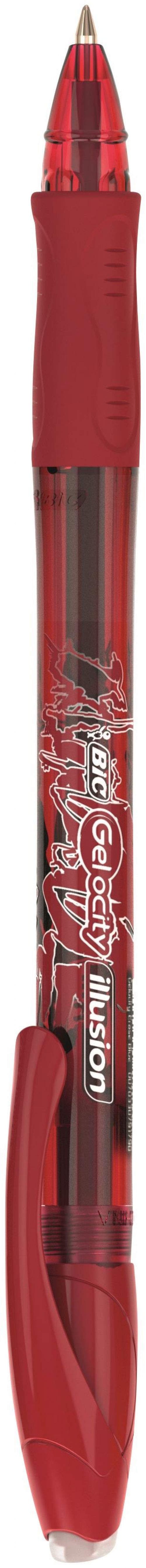 BIC Gelocity Illusion Erasable Gel Rollerball Pen 0.7mm Tip Red (12pk)