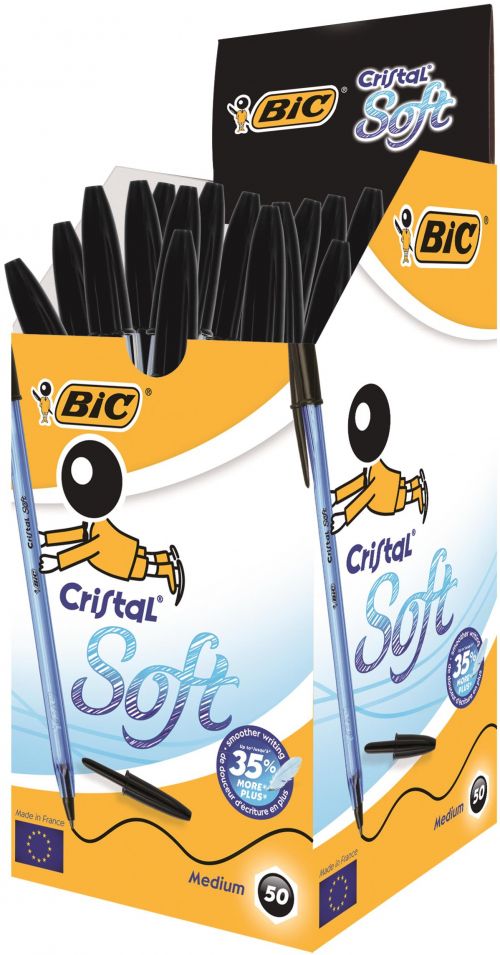 BIC Cristal Soft Ballpoint Pen 1.2mm Tip Black (50pk)