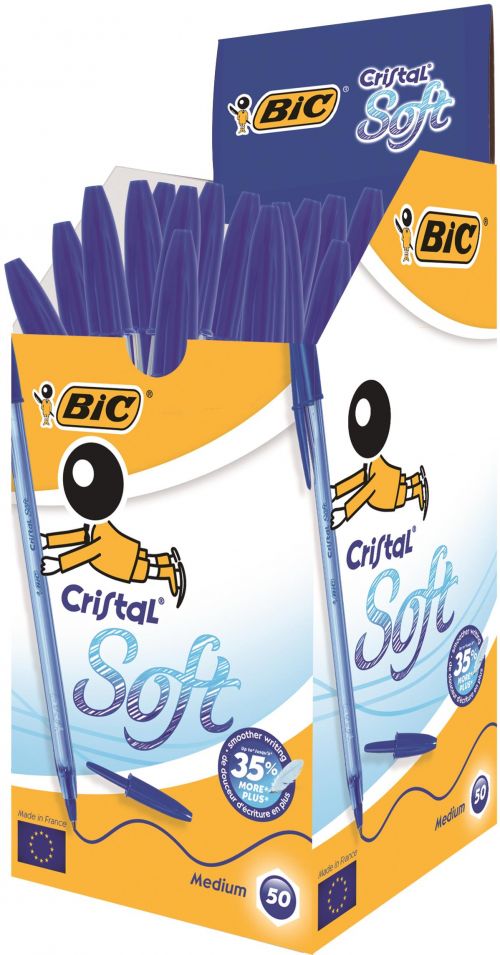 BIC Cristal Soft Ballpoint Pen 1.2mm Tip Blue (50pk)