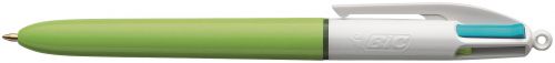 BIC 4 Colours Fashion Ballpoint Pen 1.0mm Tip Light Blue Barrel Lime Green/Pink/Purple/Turquoise Ink (12pk)