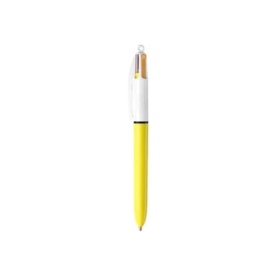 BIC 4 Colours Sun Ballpoint Pen 1.0mm Tip Yellow Barrel Pink/Purple/Orange/Yellow Ink (12pk)