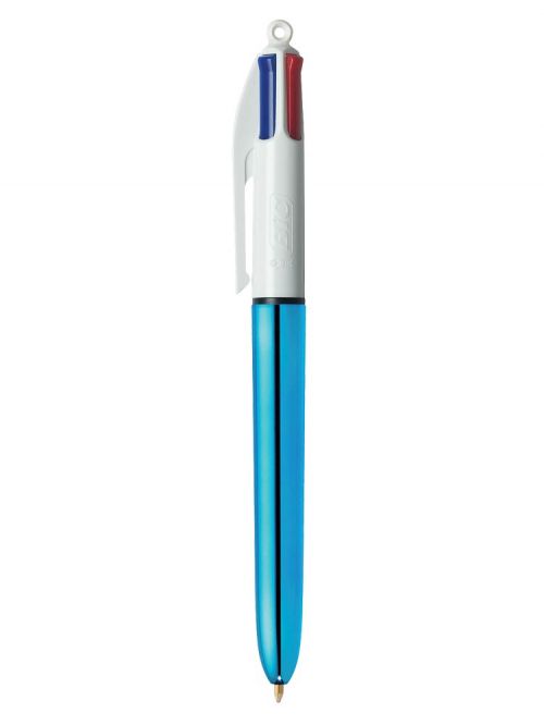 BIC 4 Colours Shine Ballpoint Pen 1.0mm Tip Blue Barrel Black/Blue/Green/Red Ink (12pk)