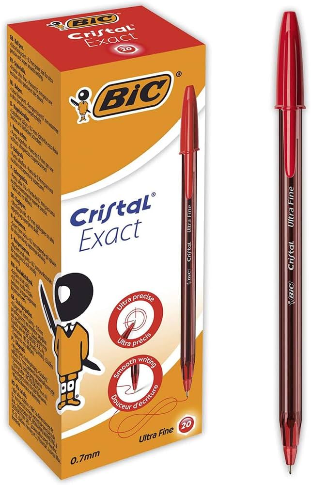 BIC Cristal Exact Ballpoint Pen 0.7mm Tip Red (20pk)