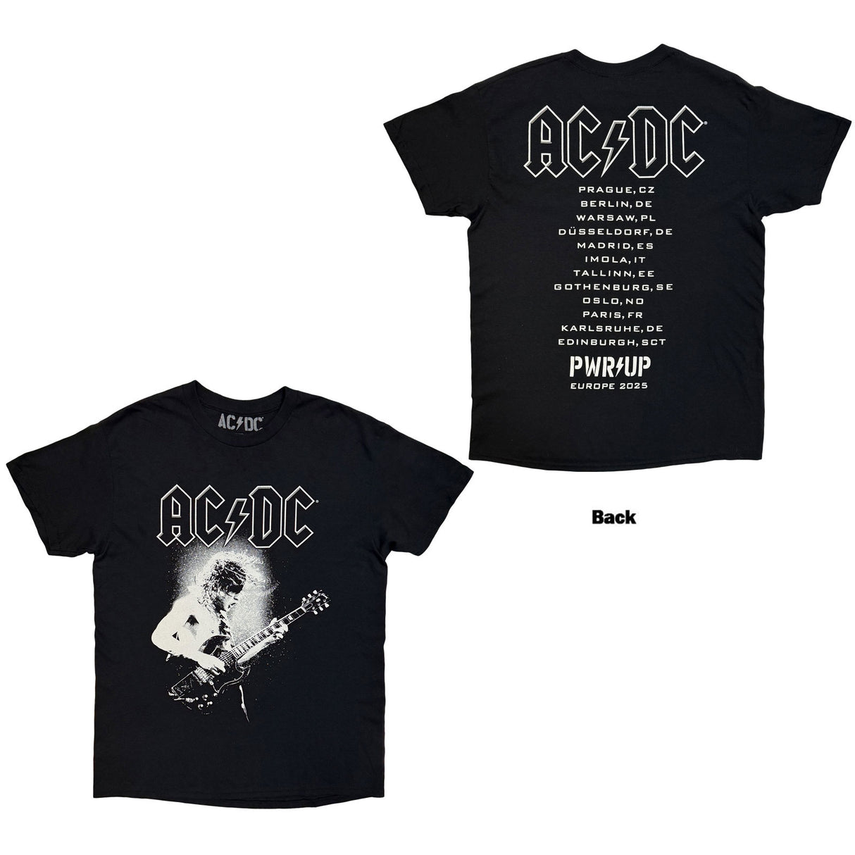 AC/DC Unisex T-Shirt Angus Putland EU Tour '25 Back Print & Ex-Tour) Black (M)