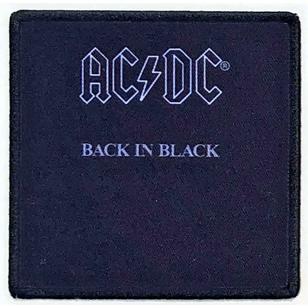 AC/DC Standard Iron-On Patch 3.5" x 3.5" Back In Black (Album Cover)