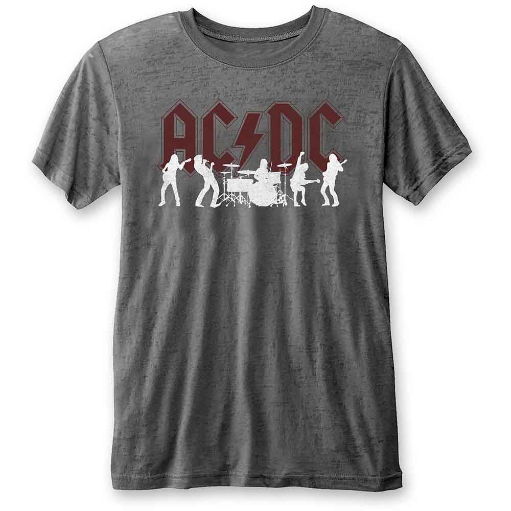 AC/DC Unisex T-Shirt Silhouettes (Burn Out) Grey (S)