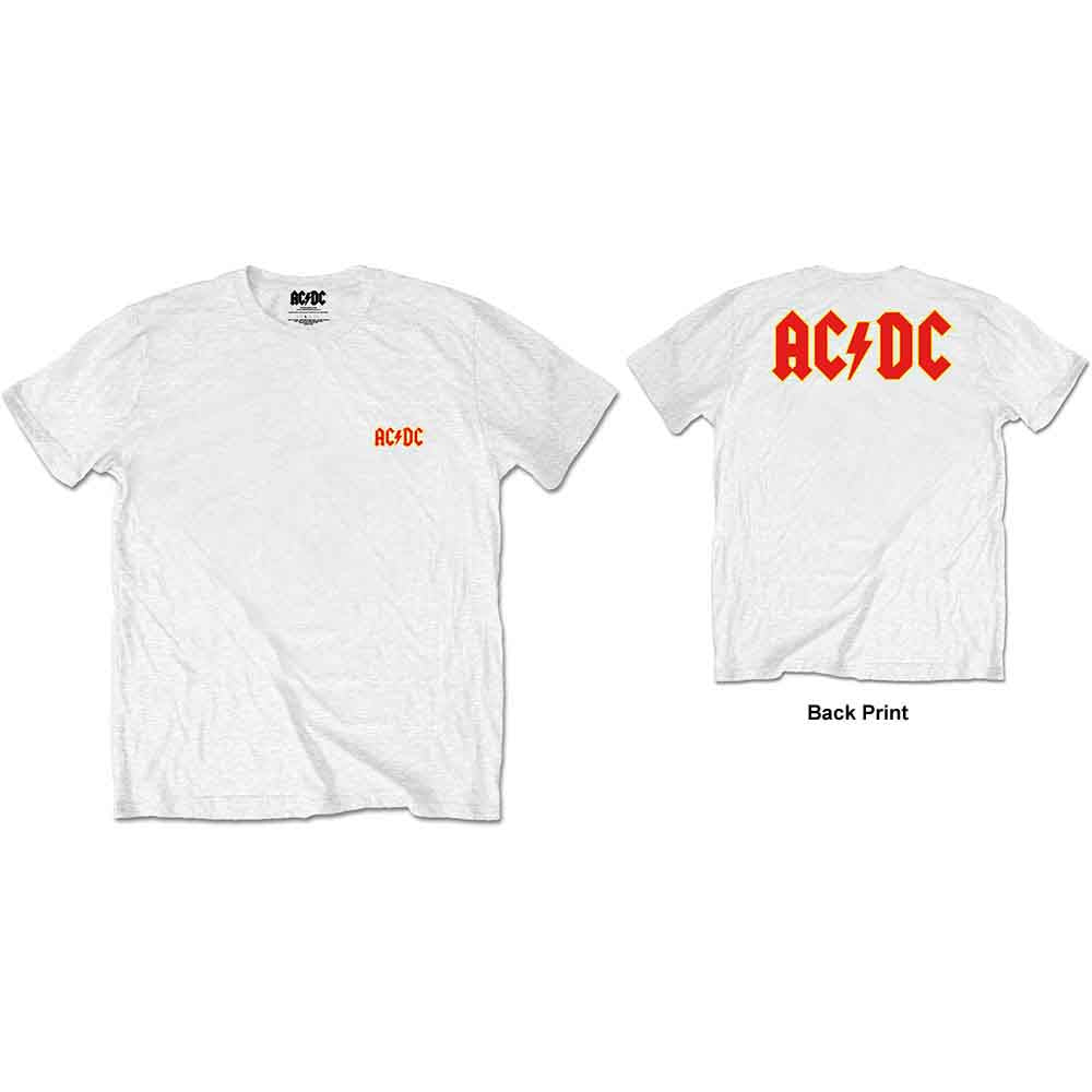 AC/DC Unisex T-Shirt Logo (Back Print) White Retail Pack (L)