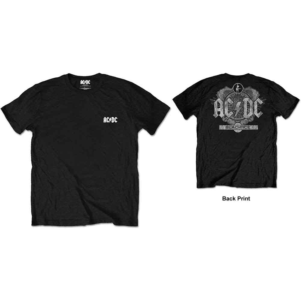 AC/DC Unisex T-Shirt Black Ice (Back Print) Black Retail Pack (S)