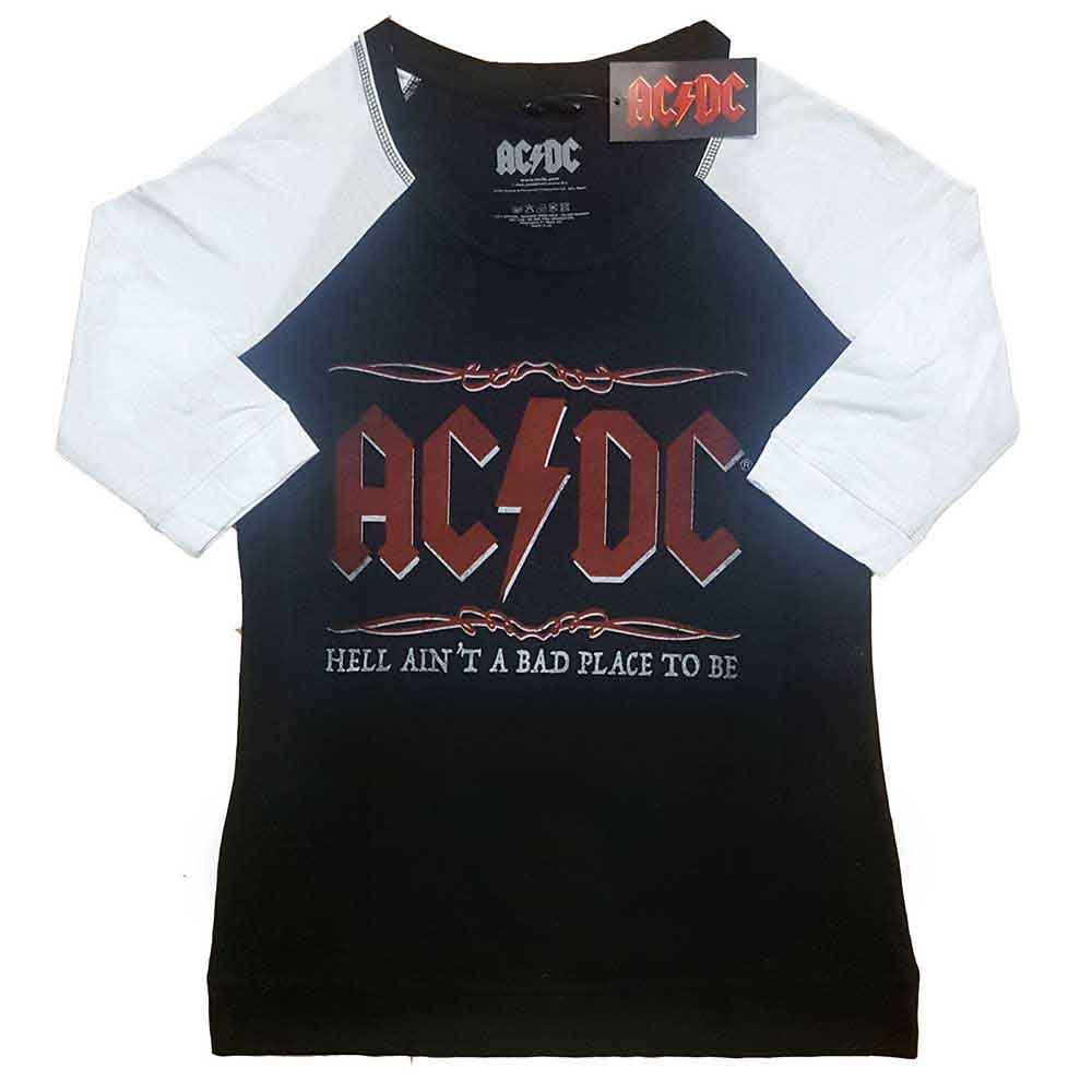 AC/DC Unisex Raglan T-Shirt Hell Ain't A Bad Place Black/White (L)