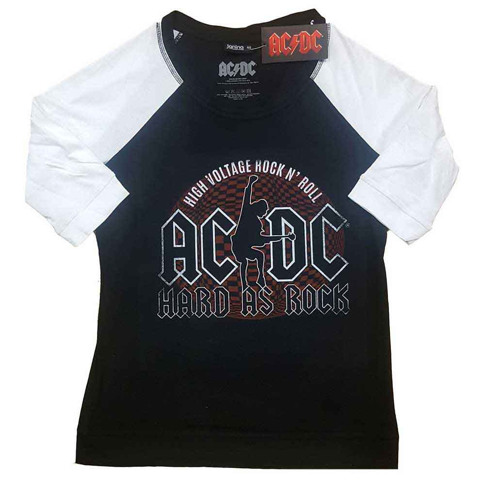 AC/DC Unisex Raglan T-Shirt Hard As Rock Black/White (S)