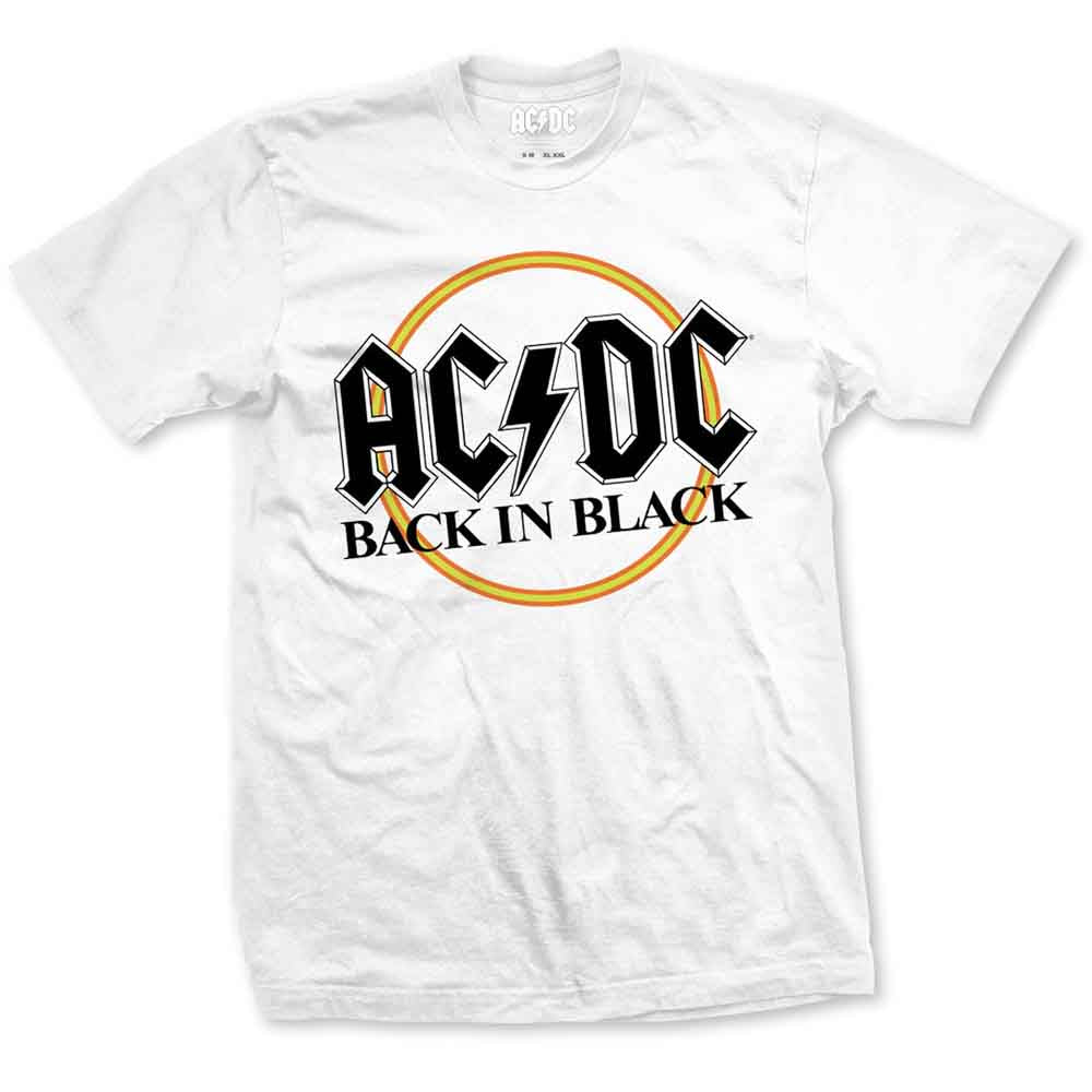 AC/DC Unisex T-Shirt White Back in Black (L)