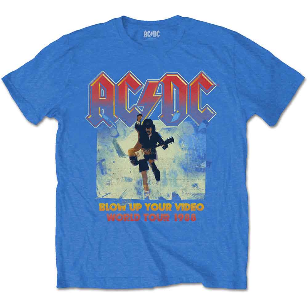 AC/DC Unisex T-Shirt Blow Up Your Video Mid-Blue (S)