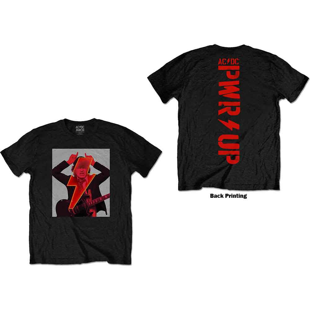 AC/DC Unisex T-Shirt Angus Finger Horns (Back Print) Black (L)