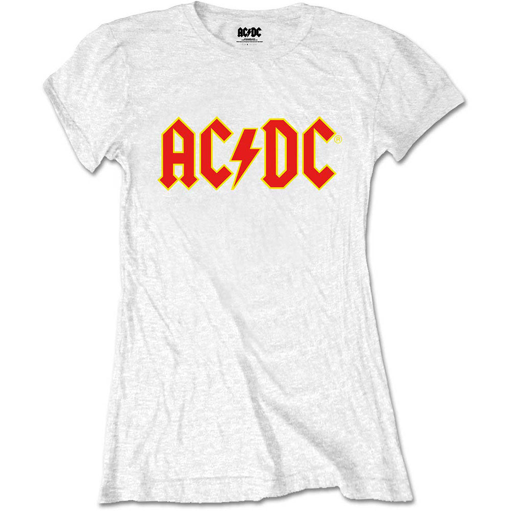 AC/DC Ladies T-Shirt Logo White Retail Pack (M)