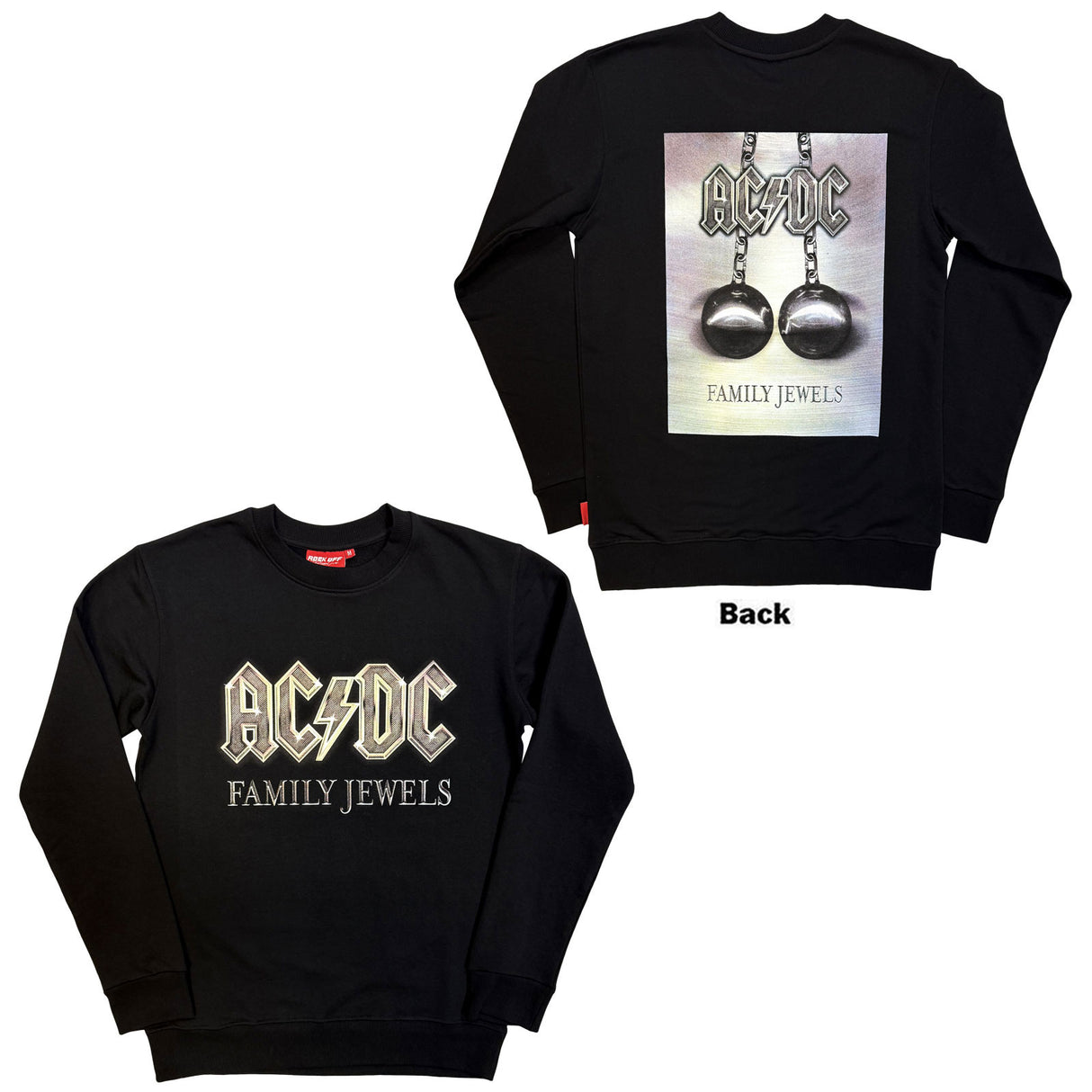AC/DC Unisex Unplugged Sweatshirt Family Jewels (Back Print) Black (M)