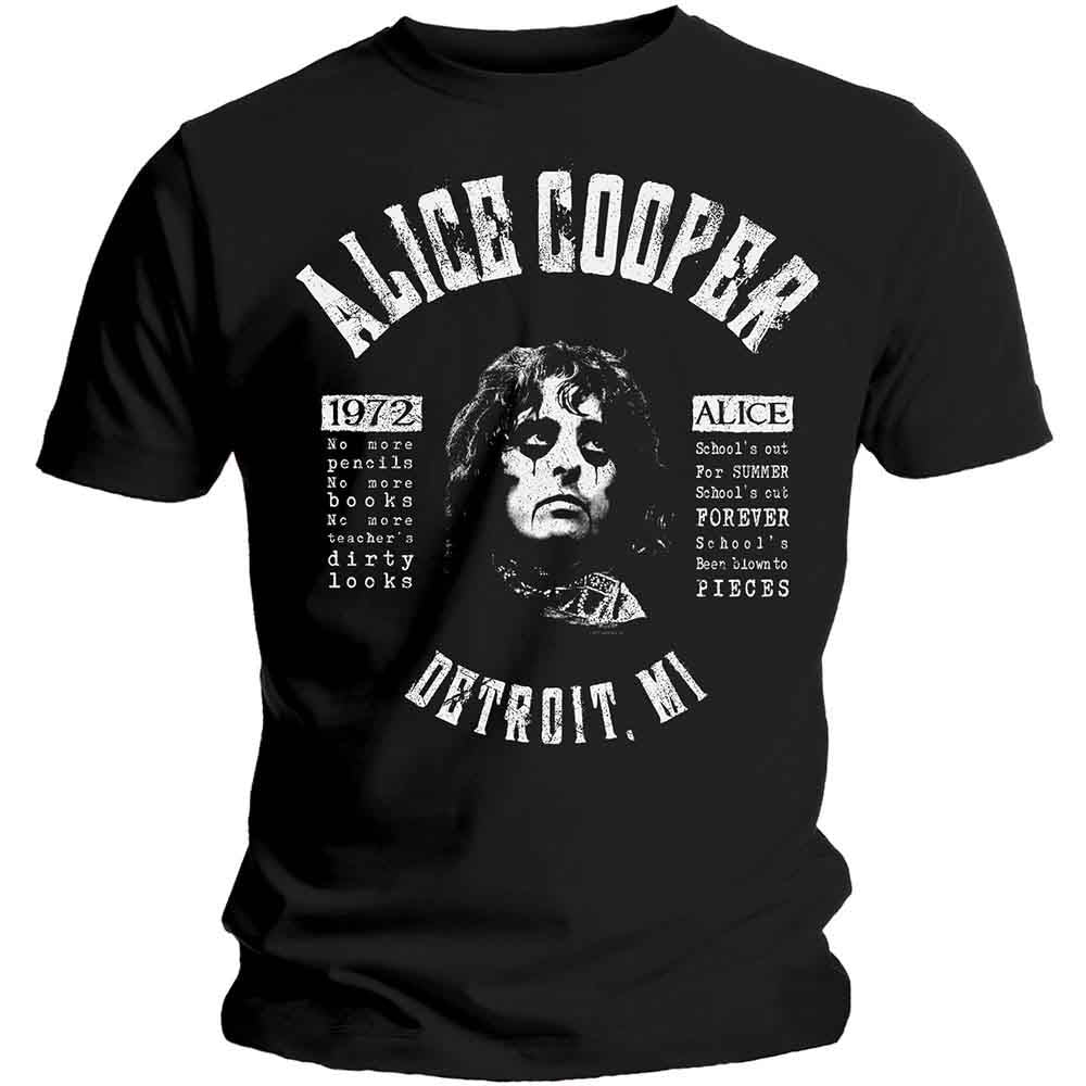 Alice Cooper Men's T-Shirt School's Out Lyrics Black (XL)